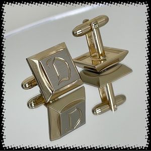 💕Beautiful Square Beveled Monogram D Two Tone Mixed Metal Cufflinks💕